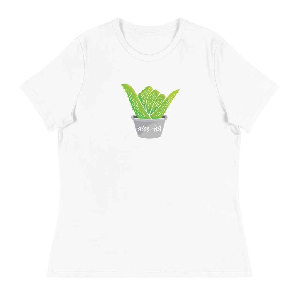 Aloe‐ha Women's Relaxed T‐Shirt White / 2XL