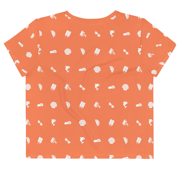 Summer Icon Coral ✧ Women's Cropped Jersey T‑Shirt