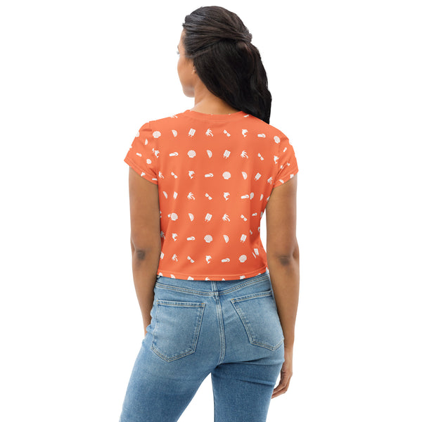 Summer Icon Coral ✧ Women's Cropped Jersey T‑Shirt