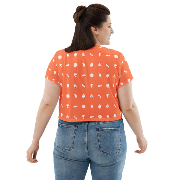 Summer Icon Coral ✧ Women's Cropped Jersey T‑Shirt